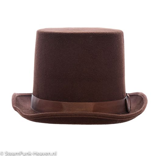 Steampunk hoed Stefan, bruine hoge hoed tot maat 61